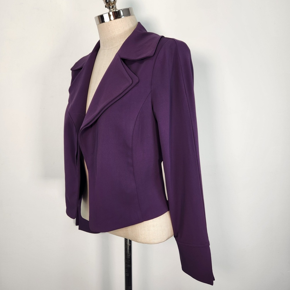 Iris Setlakwe NWT Womens Purple Short Jacket Double Collar L Designer Split Cuff - Picture 2 of 11